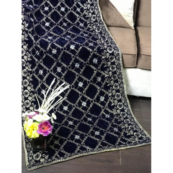 Luxury Embroidered Velvet Shawl for Ladies