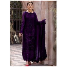Dark Purple Chiffon Embroidered Fancy dress for women