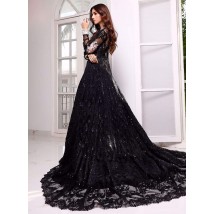 Black Embroidered Fancy Maxi For Women's
