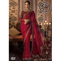 Beautiful Heavy Embroidered Saree in Maroon Color