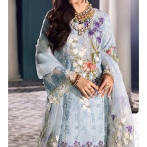 Unstich Heavy lawn embroidery with organza dupatta