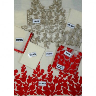  Offwhite Indian Frock with red embroidery LB_FR