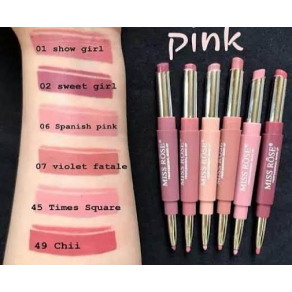 Miss rose set of 6 lipstick and liner
