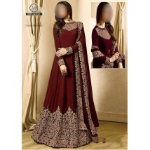 MAHROON EMBROIDERED FANCY FROCK FOR WOMENS