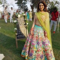 chiffon floral embroidery Frock with net embroidered dopatta