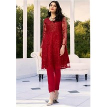 Red Beautiful Net Embroidery Kurti