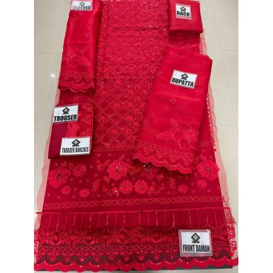 Red Party Wear Fancy Embroidered Collection