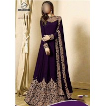 PURPLE EMBROIDERED FANCY FROCK FOR WOMENS