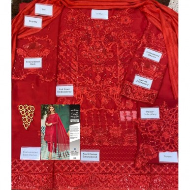Red Color Heavy Embroidered Dress for Her