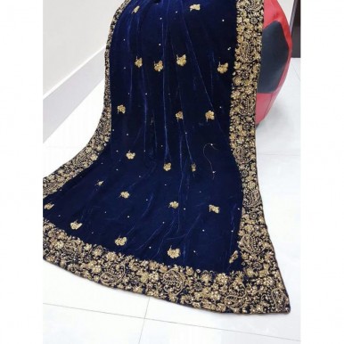 Velvet Shawl with Embroidery - Available in Different Colors