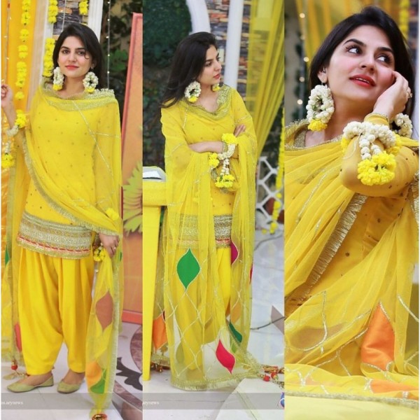  Mehndi and Mayo Dress in Yellow Colour with gotta work