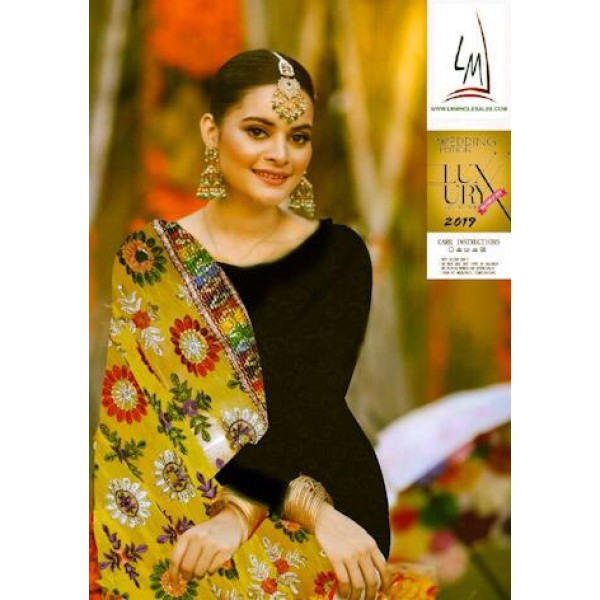 black dress with yellow dupatta