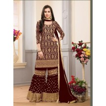 Maroon Color Bridal and party wear Dress with Heavy Embroidery for Her