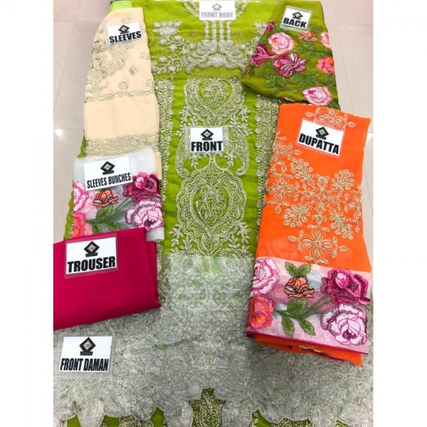 Buy Lime Green with Orange Combination Party and wedding wear Dress online  in Pakistan | Buyon.pk