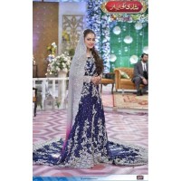 bridal chiffon embroidery maxi blue color for women