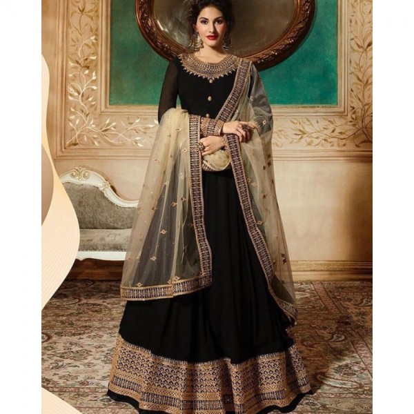 Beautiful embelished Chiffon Maxy For Womens In Black Colour