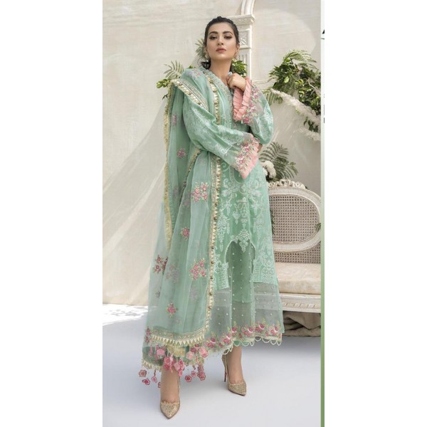 Grayish Green Color Summer Luxury Jacquard Lawn Suit For Womens