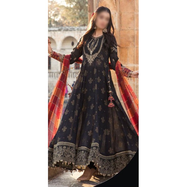 Black Embroidered Luxury Lawn Dress