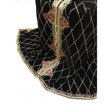Black Jaal Style Velvet Shawl for Ladies