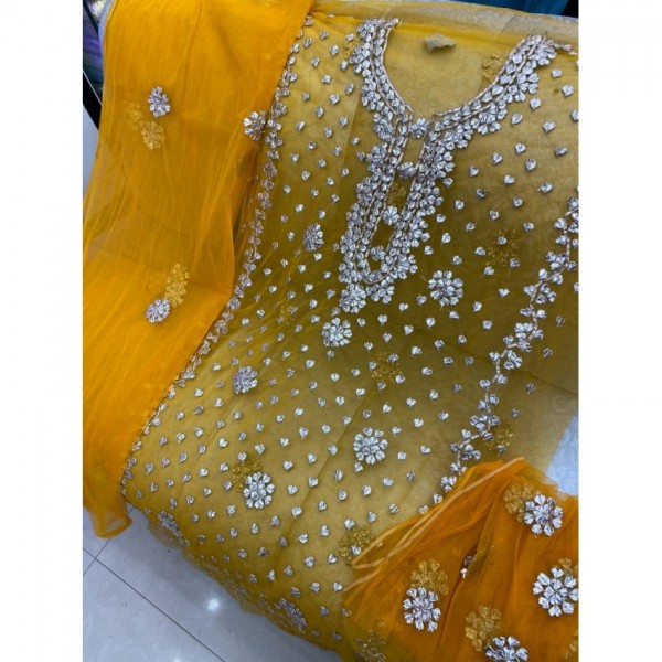 Yellow Color Gotta Work dress for Mayu Mehndi