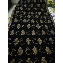 Block Printed Velvet Black Color Shawl for Ladies