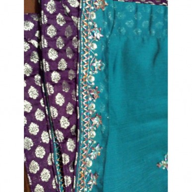 Silk Party Wear with Gotapatti Work with Silk Trouser and Silk Dupatta