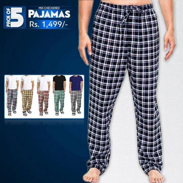 Pack of 05 - Mix Checkered Pajamas For Men - Buyon.pk
