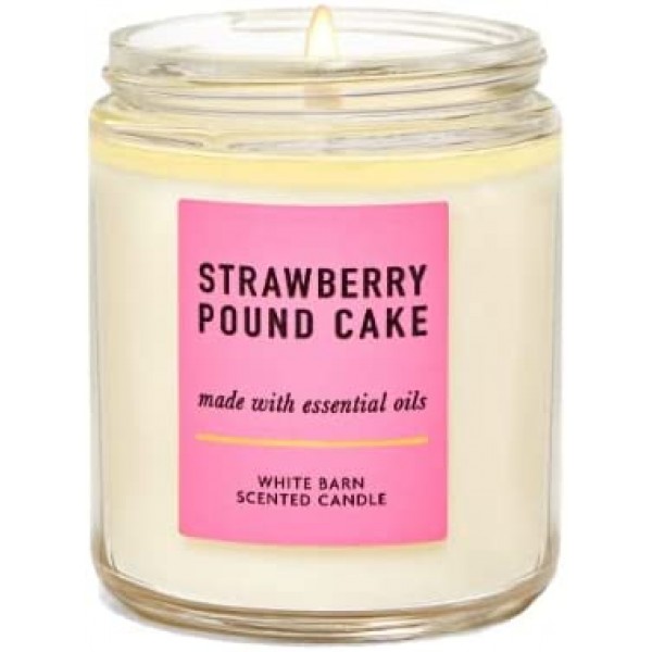 Bath and Body Works Strawberry Pound Cake Single Wick Candle Original
