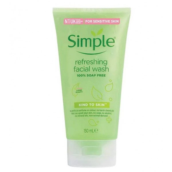 Simple Kind to Skin Refreshing Facial Wash 150ml - Original from UK - 100% Soap free gel