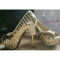 Women Golden sequins heel