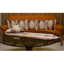 Striped Velvet Cushion Cover Set with Large Table Runner Tissue Box Cover
