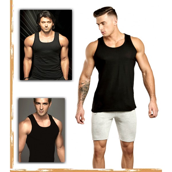 Mens Branded Sleeveless Vest in black colour Box Packed - Buyon.pk