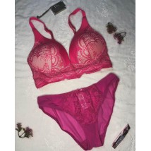 Bridal Bra Set - Red Fancy Seamless Padded Bra & Lace Underwear