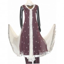 BEAUTIFUL FRESH STONE EMBROIDERY FROCK BROWN WEDDING DRESS A2