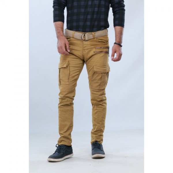 Camel Cargo Pant with Belt For Men 