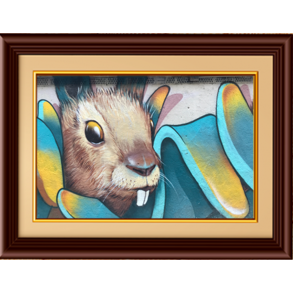 Beautiful Rabbit painting with wooden frame