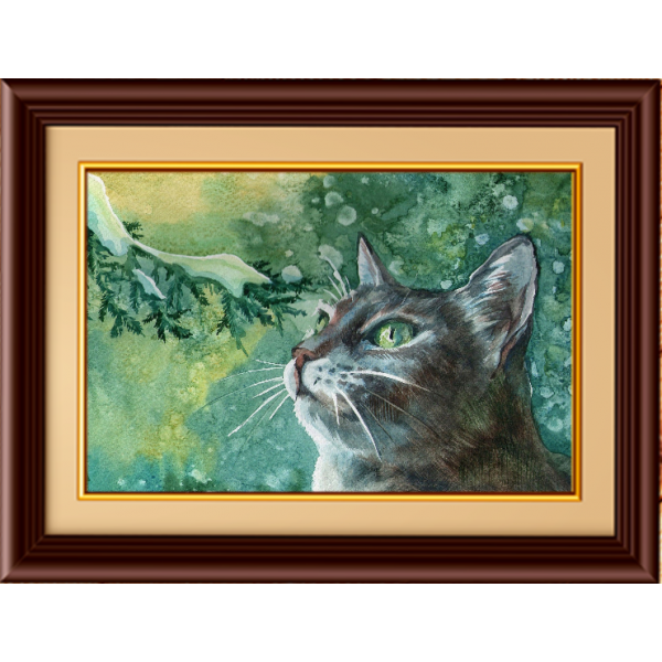 Beautiful Cat Painting with Wooden Frame
