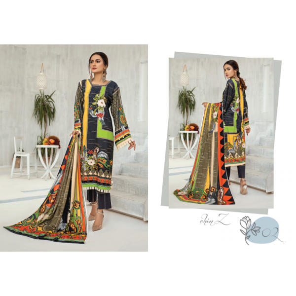 Dr.Haris - Riwayat Unstitched Digital Printed Chambrey 3 Piece Suit - Winter