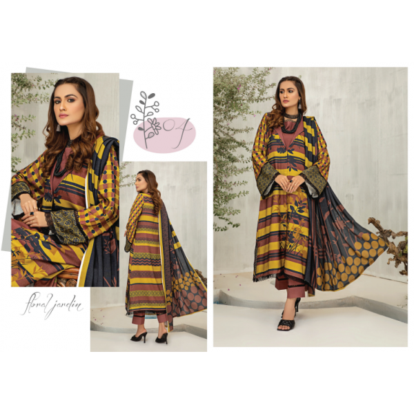 Dr.Haris - Riwayat Unstitched Digital Printed Chambrey 3 Piece Suit - Winter