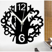 BIG Modern Style Tree with Branches & Bird Design 3D Wall Clock, Laser Cut Wall Clock
