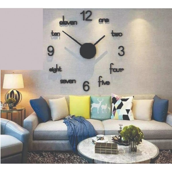 Wall Clock 3D 24 inch Wooden Watch DIY Design Decoration Quartz Numeric