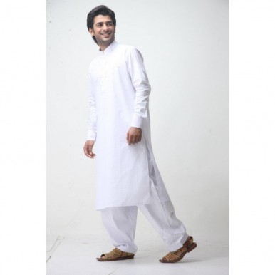 Designer White Shalwar Kameez (Medium)