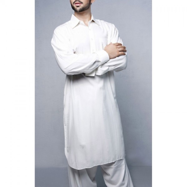 Designer White Shalwar Kameez (Large)