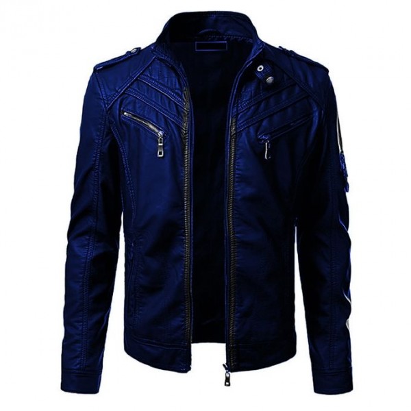 Moncler Blue Faux Leather Highstreet Jacket for Men
