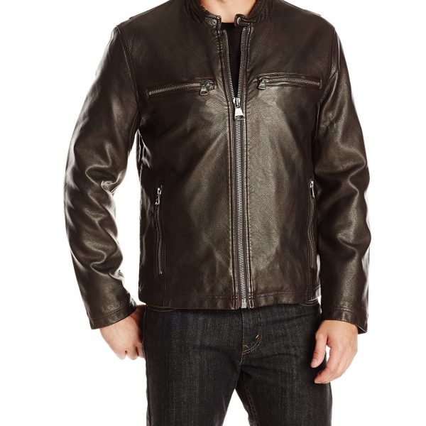 Highstreet Fashion Brown Men Faux Leather Jacket - Buyon.pk