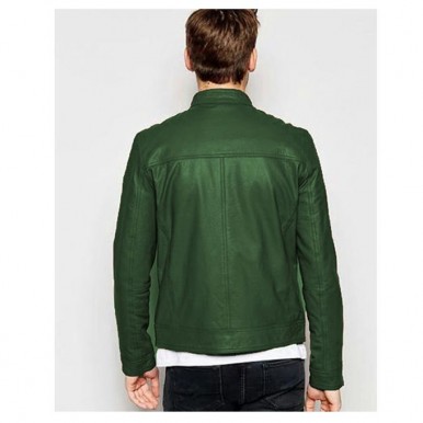 Green Winter Faux Leather High Street Jacket for Men