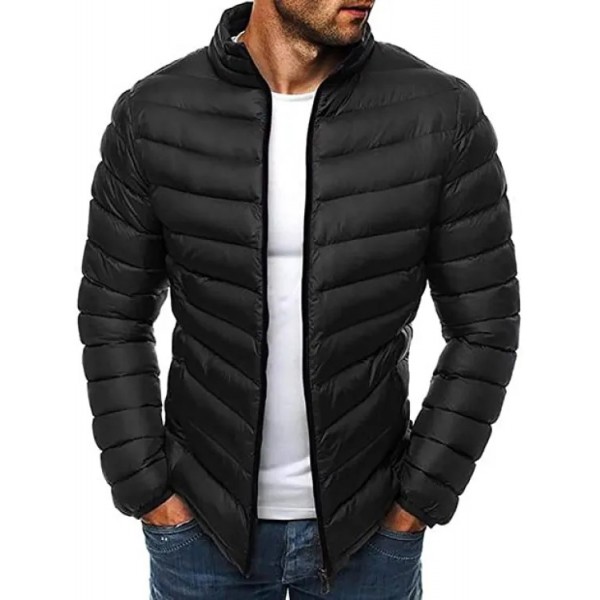 Mens Black Down Jackets Winter Puffer Packable Bomber Jacket Water ...
