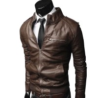 Highstreet Brown Men Faux Leather Jacket