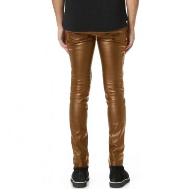 Highstreet Mustard Faux Leather Pant For Men