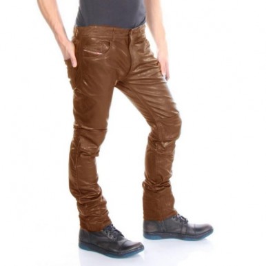 Highstreet Mustard Faux Leather Pant For Men